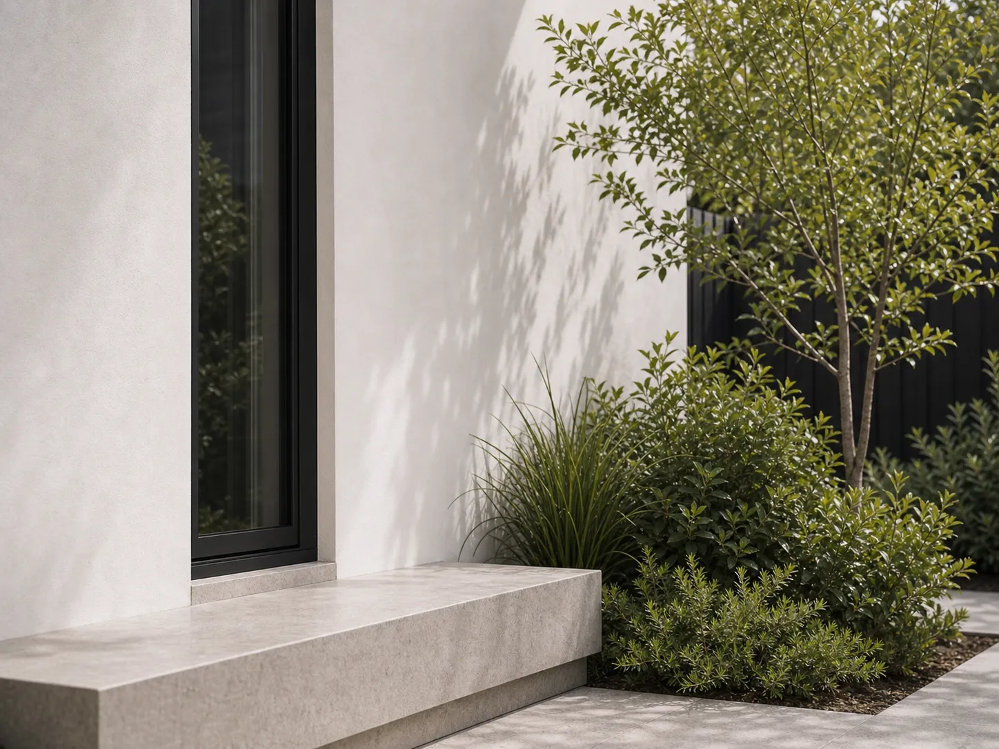 Modern courtyard wall detail