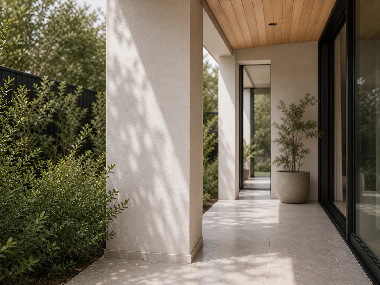 Fluted oak dressing alcove detail