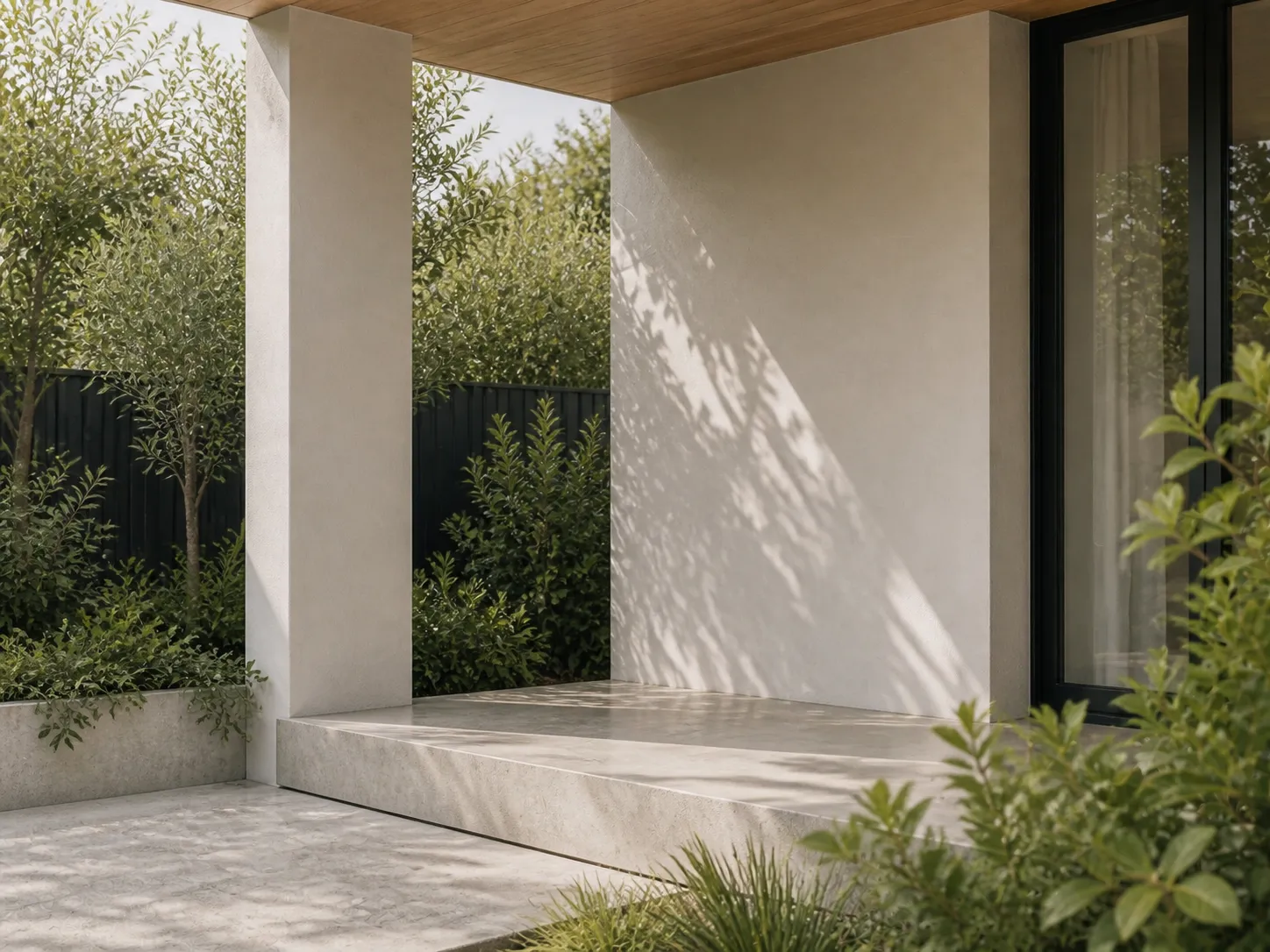 Modern covered patio entry detail