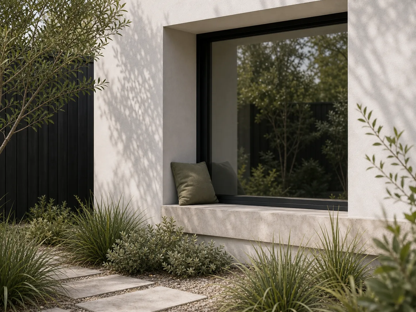 Modern external window and garden detail