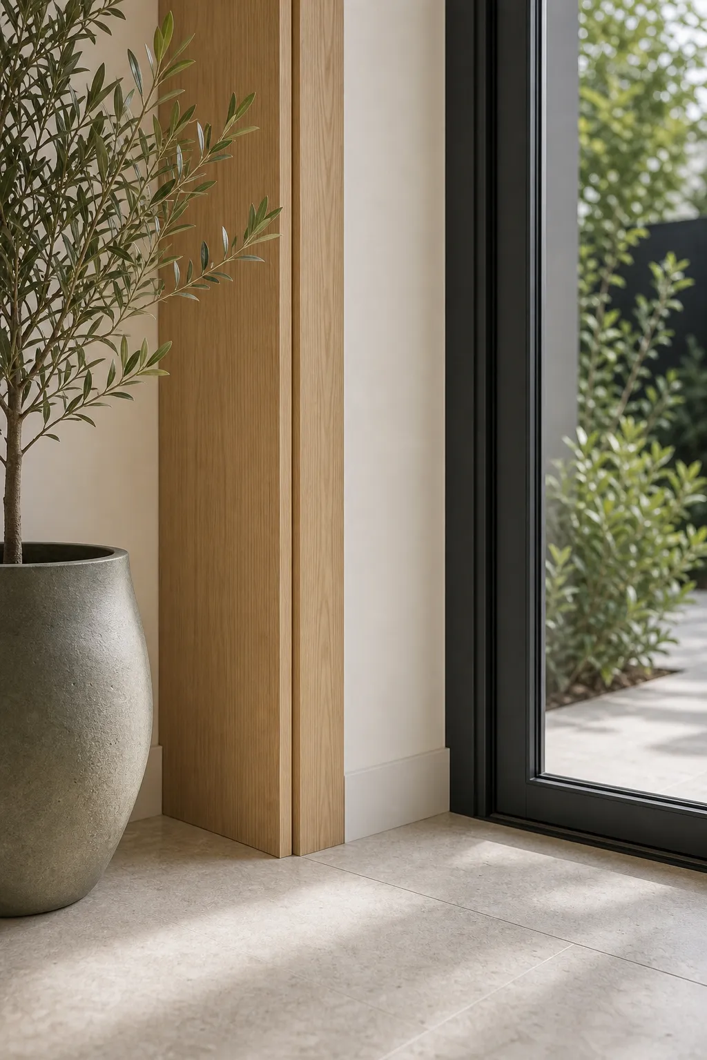 Empty residential hallway detail