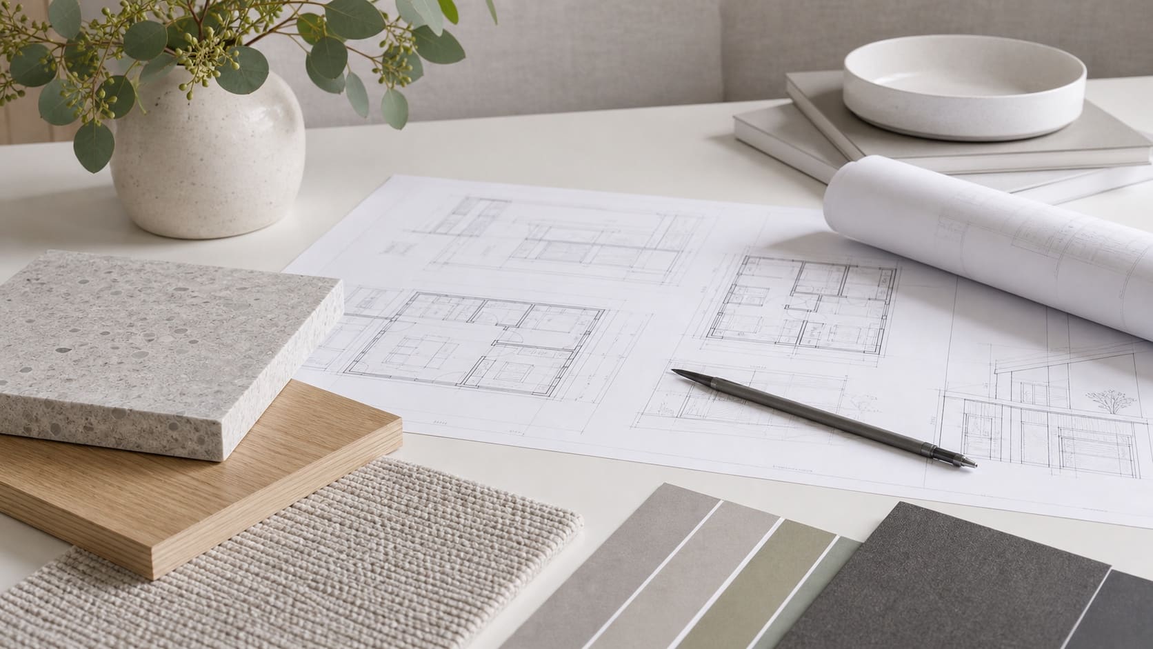Construction planning documents and material selections