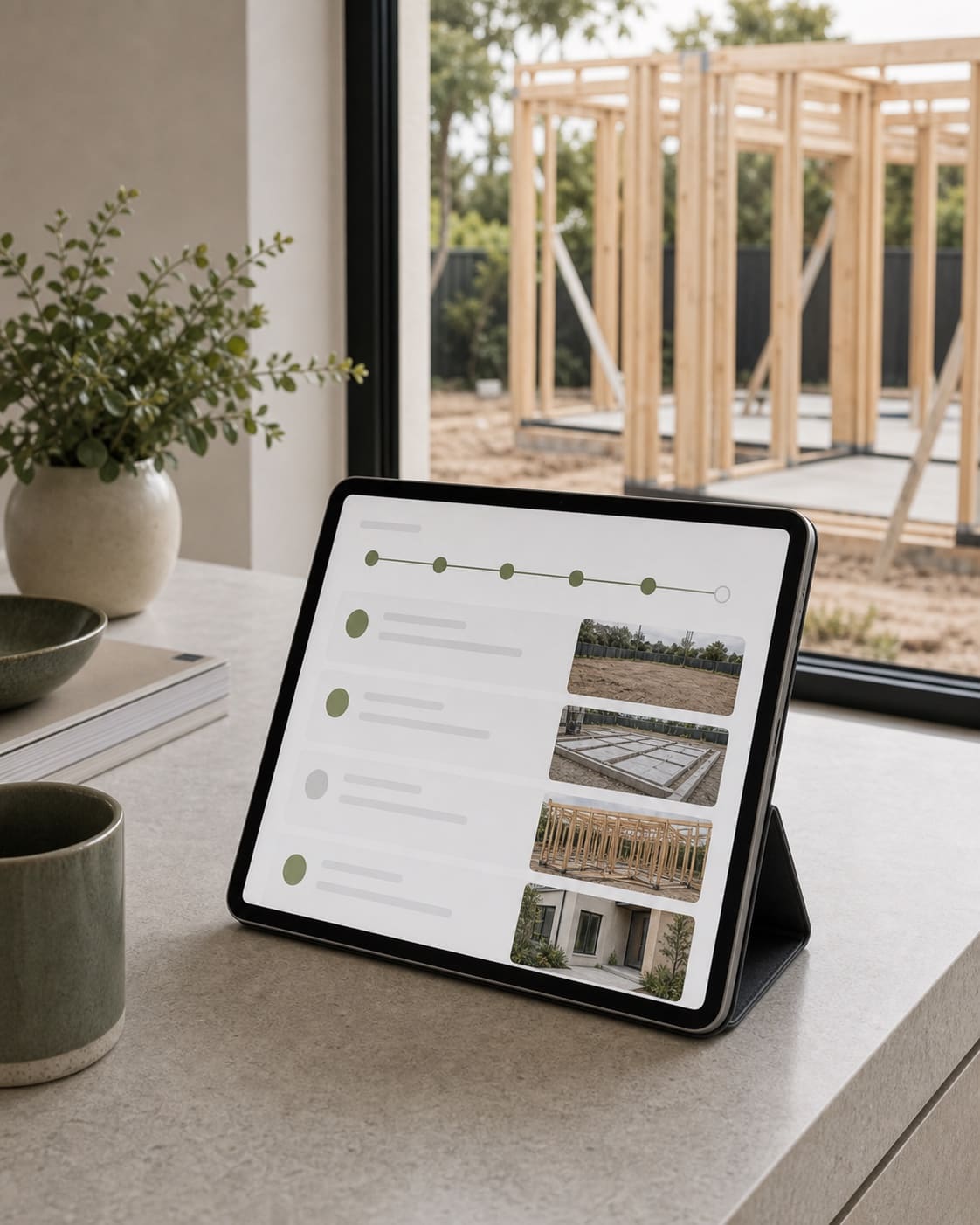 Build progress tracked on a tablet on site